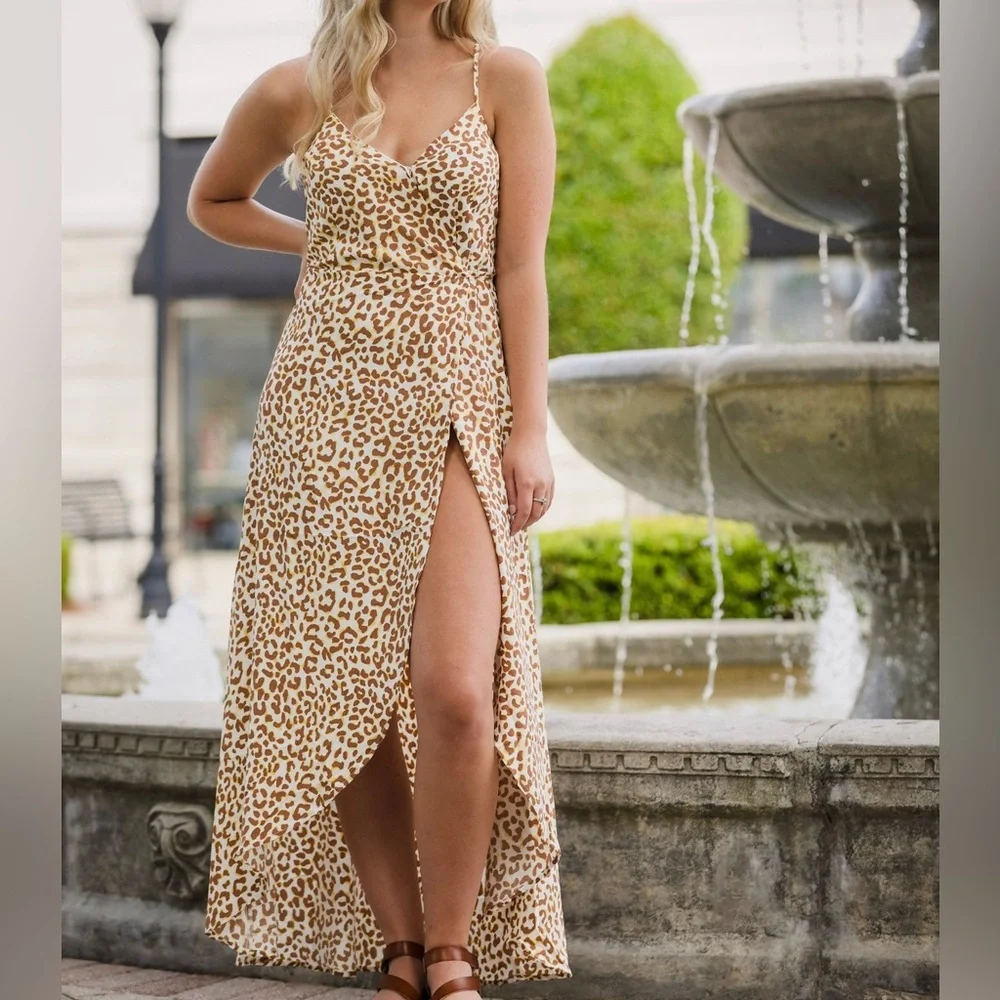Leopard Wrap Dress - Picture 1 of 10